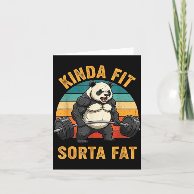 Tarjeta Kinda Fit Sorta Fat Funny Gym Panda Weightlifting  (Anverso)