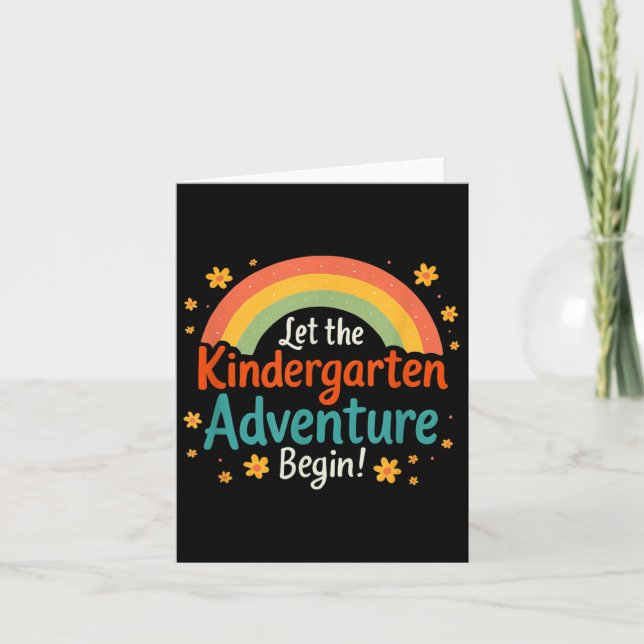 Tarjeta Kindergarten Adventure Rainbow First Day School (Anverso)