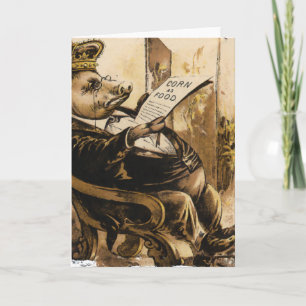 Tarjeta King Pig leyendo su periódico