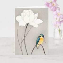 Tarjeta Kingfisher con Lotus Flower Ohara Koson ampliado
