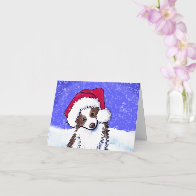 Tarjeta KiniArt Aussie Shepherd Navidad (Orquídea)