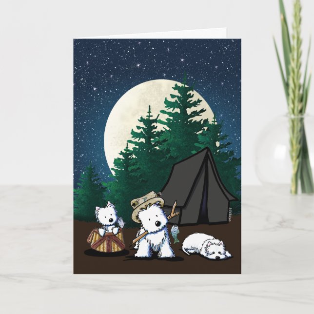 Tarjeta KiniArt Camping Westies (Anverso)