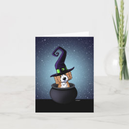 Tarjeta KiniArt Doodle Perro Bruja Halloween