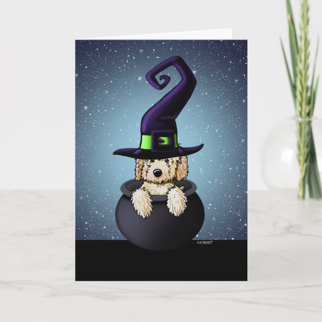 Tarjeta KiniArt Goldendoodle Halloween (Anverso)