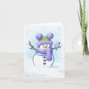Tarjeta KiniArt Snowman & Bird