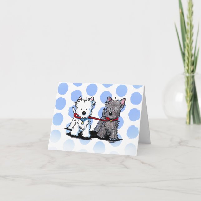 Tarjeta KiniArt Terrier Walking Buddies (Anverso)