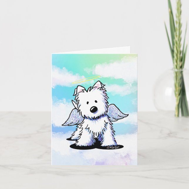 Tarjeta KiniArt Westie Angel (Anverso)
