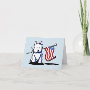 Tarjeta KiniArt Westie Bandera de EE. UU. Patriótica
