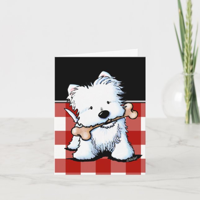 Tarjeta KiniArt Westie Bone Appetit Card (Anverso)