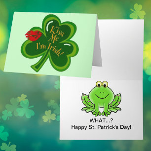 Tarjeta Kiss Me I m Irish St Paddy Frog
