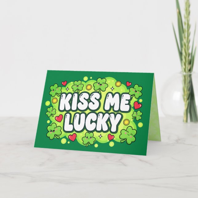 Tarjeta Kiss Me Lucky St. Patrick’s Day Card (Anverso)