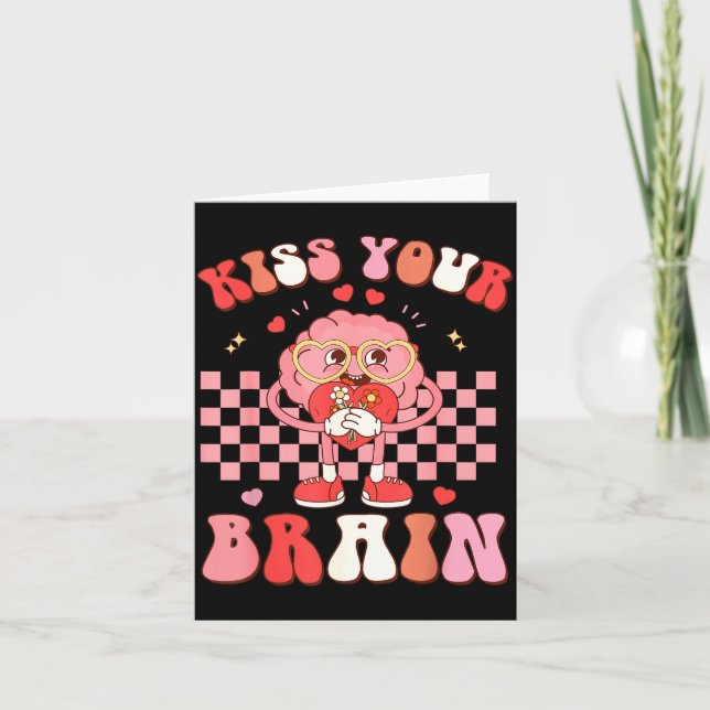 Tarjeta Kiss Your Brain Valentines Test Day Teacher Squad  (Anverso)
