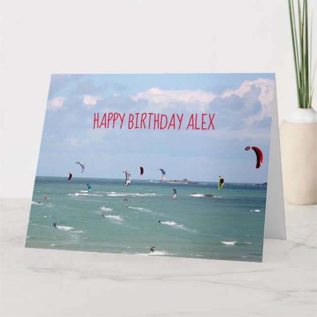 Tarjeta Kite Boarding Race Happy Birday Personalizado Car (Anverso)