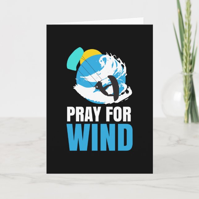 Tarjeta Kitesurfing Pray For Wind Kitesurfer (Anverso)