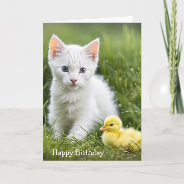 Tarjeta Kitten de cumpleaños con duchón (Anverso)