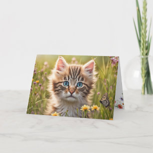 Tarjeta Kitten de Cumpleaños Con Mariposa