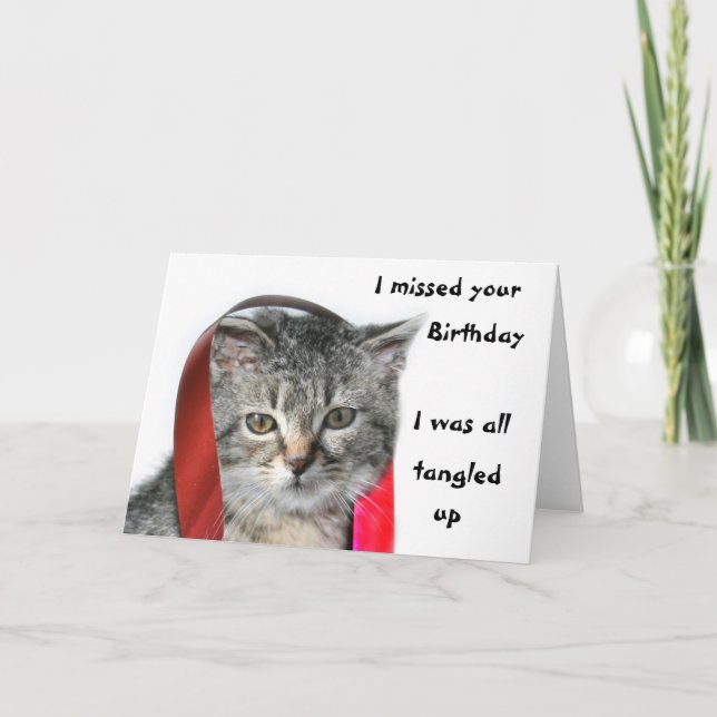 Tarjeta Kitten de cumpleaños tardío (Anverso)