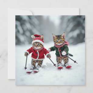 Tarjeta kitty catmas esquí