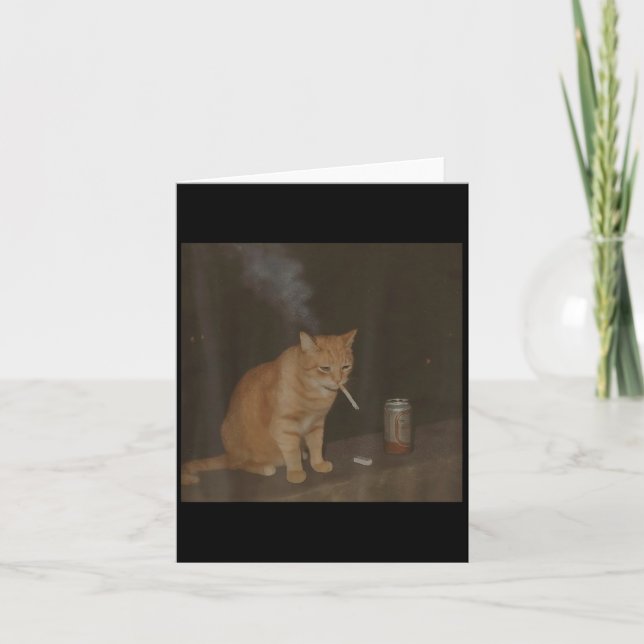 Tarjeta Kitty de bruja con cigarrillo divertido meme de ga (Anverso)