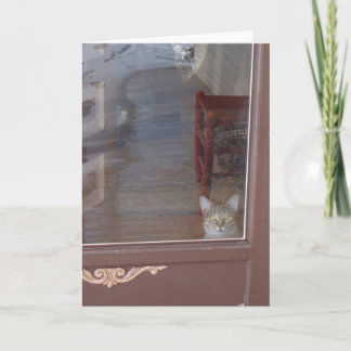 Tarjeta Kitty en la puerta