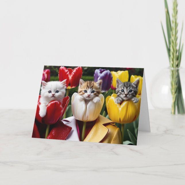 Tarjeta Kitty Tulips (Anverso)