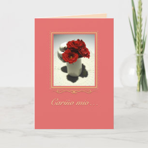 Tarjeta Kitty y Rosas de té Día de los Enamorados