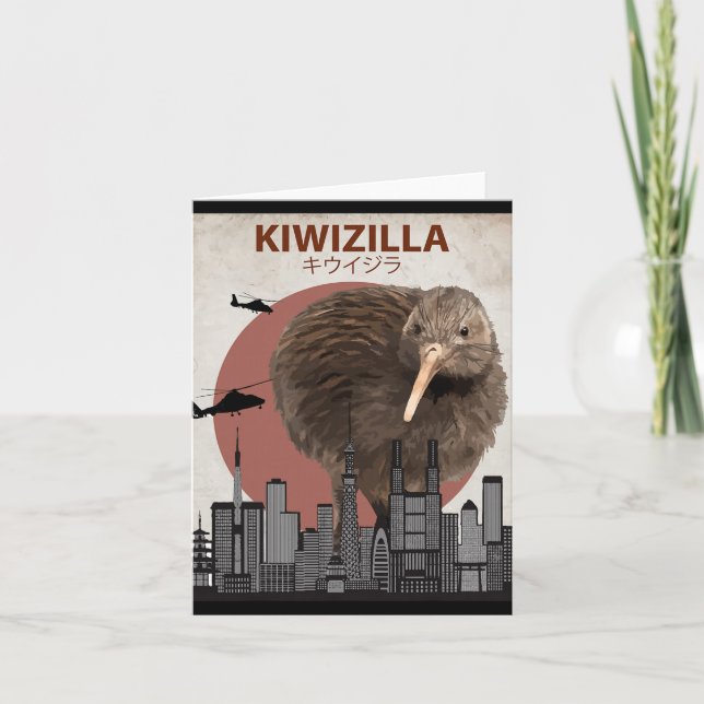 Tarjeta Kiwizilla Funny Kiwi New Zealand Bird Lovers Gift  (Anverso)