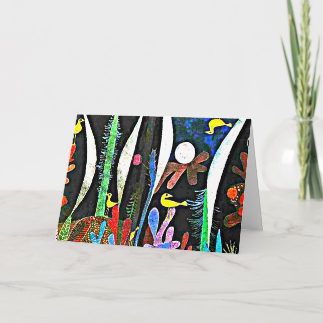 Tarjeta Klee - Paisaje con aves amarillas (Anverso)