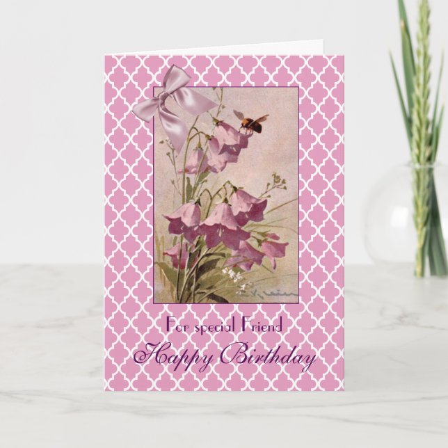 Tarjeta Klein Purple Bellflower Campanula Amigo Cumpleaños (Anverso)