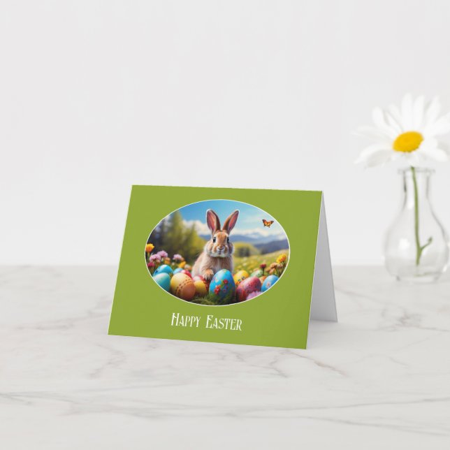 Tarjeta Kleiner Osterhase in Landschaft, oval -  Karte (Planta pequeña)