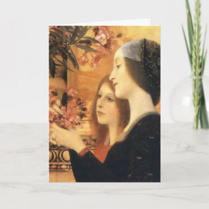 Tarjeta Klimt Dos Chicas con Oleandro Art Nouveau
