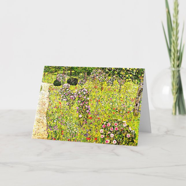 Tarjeta Klimt - Fruit Garden con Rosas, arte fino, (Anverso)