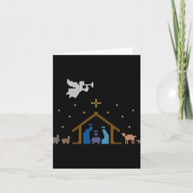 Tarjeta Knitted Nativity Christmas Sweater Christian Jesus (Anverso)