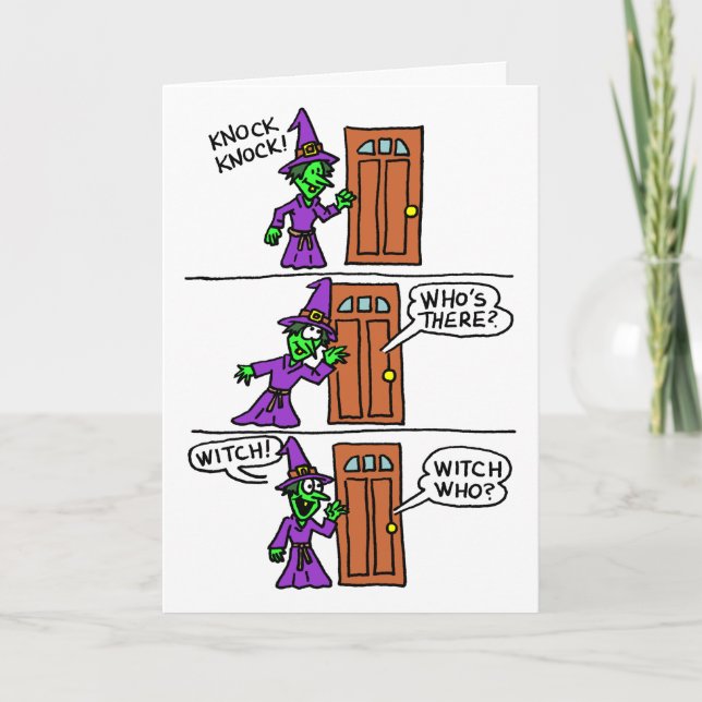 Tarjeta Knock Knock Halloween Personalizado Brujas Niños S (Anverso)