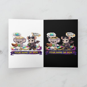 Tarjeta Koala Ángel Adorable y Zarigüeya Caos - Amor y Cao