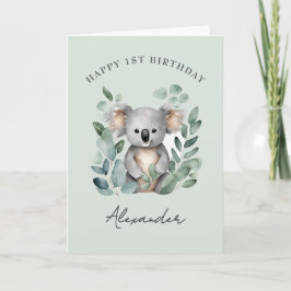 Tarjeta Koala Bear Boys Fiesta de primer cumpleaños