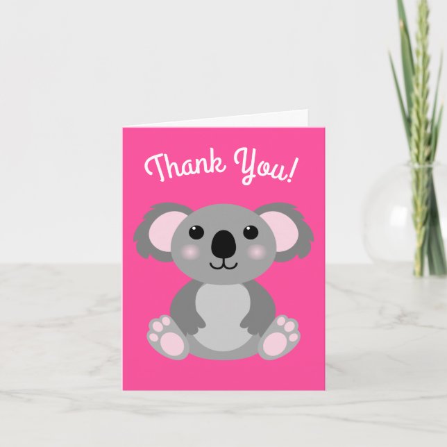 Tarjeta Koala Bear Cute Kid Birday Party Gracias (Anverso)