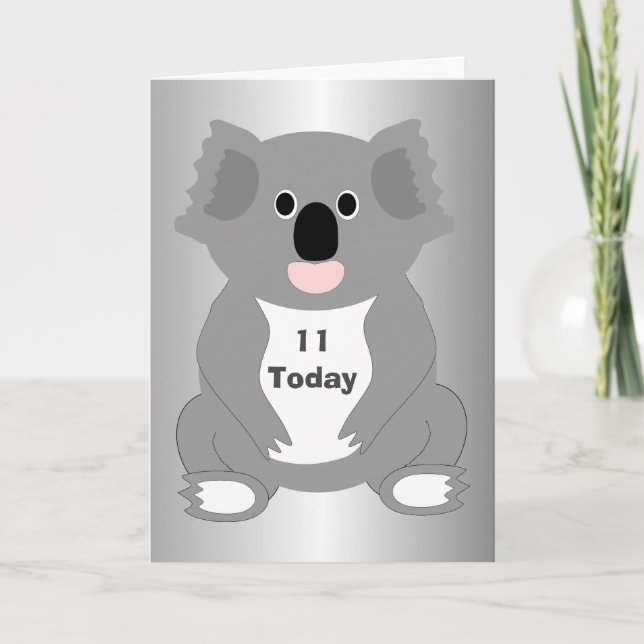 Tarjeta Koala Bear Personalizado Cumpleaños 11 (Anverso)
