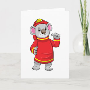 Tarjeta Koala como bombero con casco