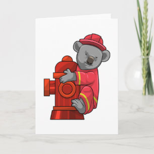 Tarjeta Koala como bombero con hidrógeno