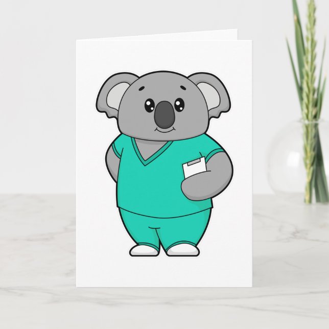Tarjeta Koala como enfermera con Notepad (Anverso)