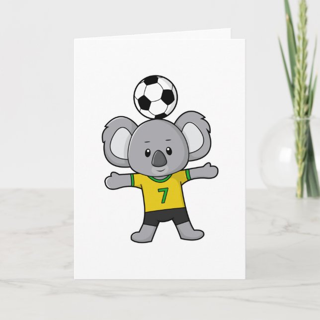 Tarjeta Koala como jugador de fútbol con balón de fútbol (Anverso)