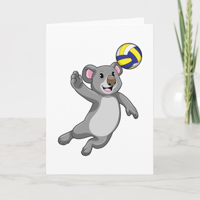 Tarjeta Koala como jugador de voleibol con voleibol (Anverso)