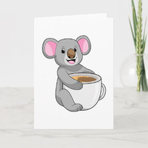 Tarjeta Koala con Taza de Café