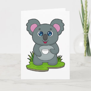 Tarjeta Koala con taza de café