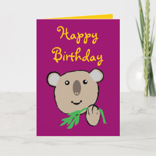 Tarjeta koala, cumpleaños feliz