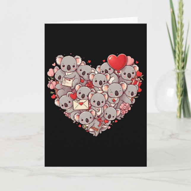Tarjeta Koala Divertido Corazón San Valentín Koala Mujer H (Anverso)