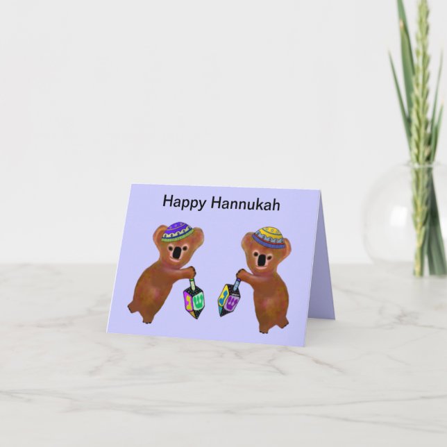 Tarjeta Koala Driedel Hannukah (Anverso)