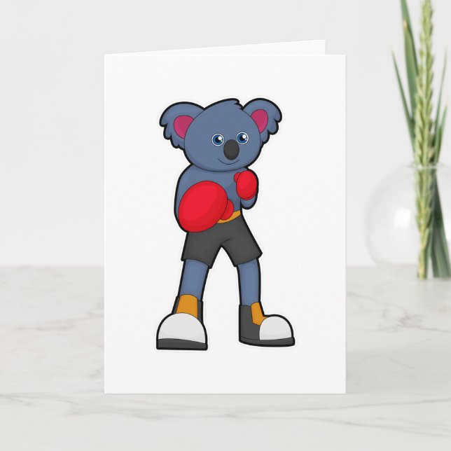 Tarjeta Koala en boxeo con guantes de boxeo (Anverso)