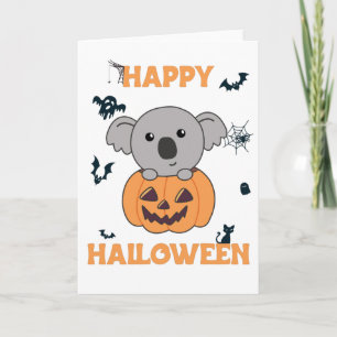 Tarjeta Koala En Calabaza Dulce Koalas Feliz Halloween